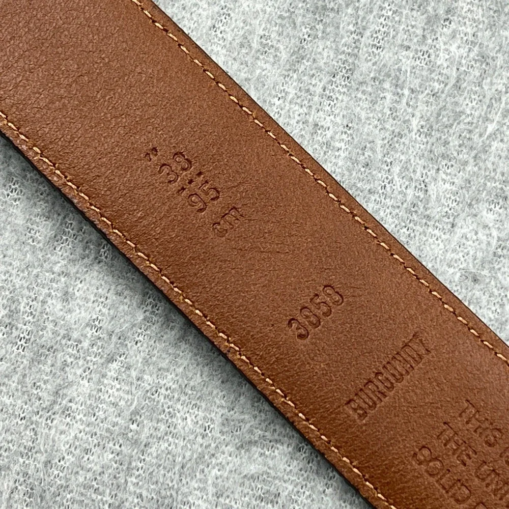 Coach Belt Mens 38 Burgundy French Calfskin Leather Solid Brass Buckle 3858 USA